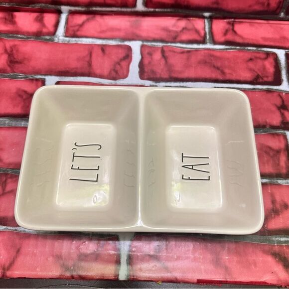 Rae Dunn ceramic Snack Tray LET’S EAT - Picture 5 of 6